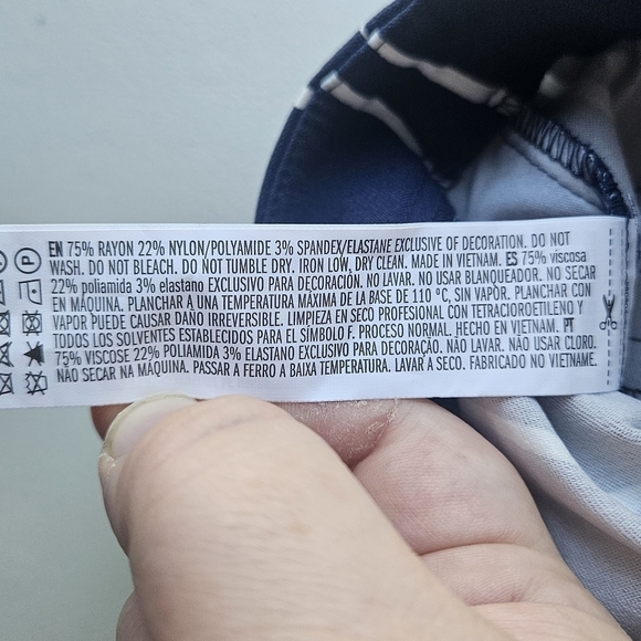 NWT Forever 21 Harper Pants Belted Skinny Blue White Stripes Women's Size S - Picture 5 of 6